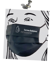 ﻿﻿Individueller Mund-Nase-Maske-Firmen-Logo-Druck der >Fotografin C. Baldamus< Flexfolie